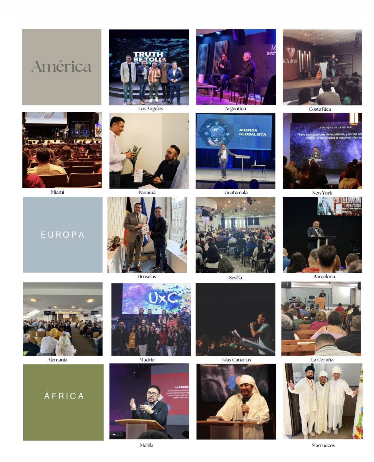 Recorrido de conferencias en América, Europa y África