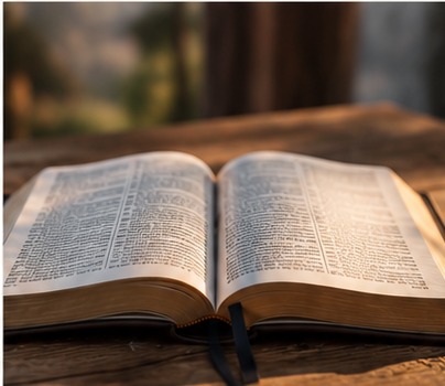 Biblia abierta sobre una mesa