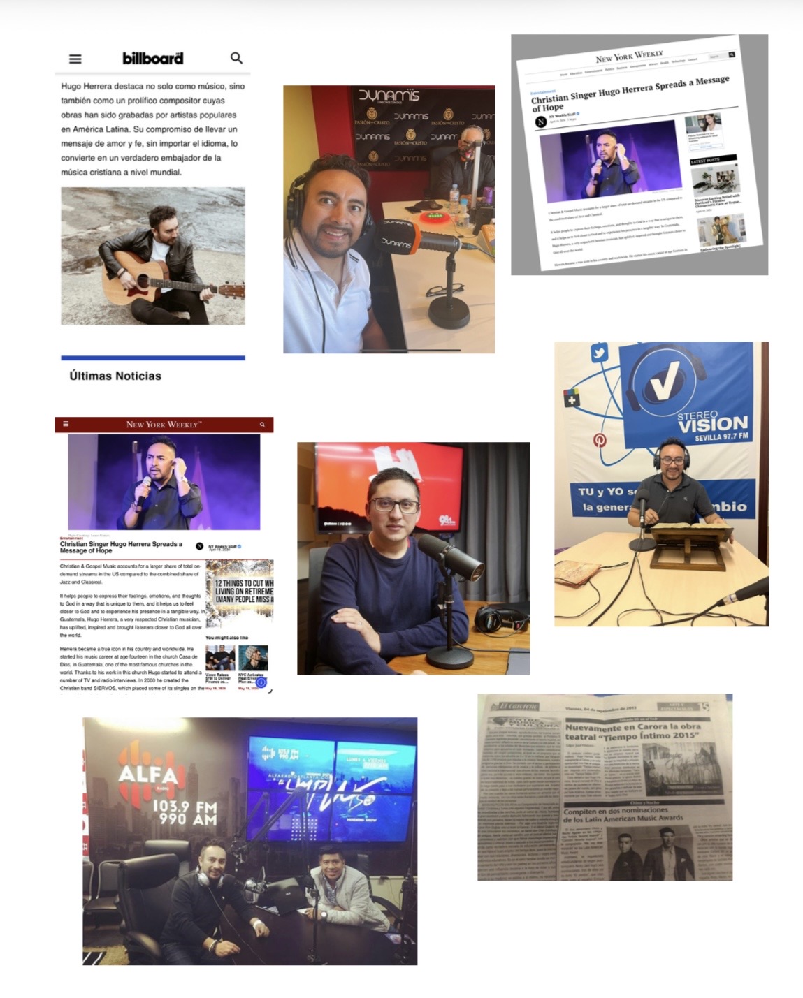 Selección de apariciones de Hugo Herrera en medios de comunicación